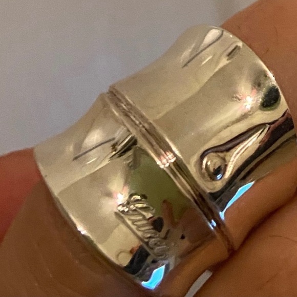 ❤️ NEW AUTH GUCCI Bamboo Sterling Silver Ring Made in Italy .925 SZ 5 -5.5 - Picture 7 of 11